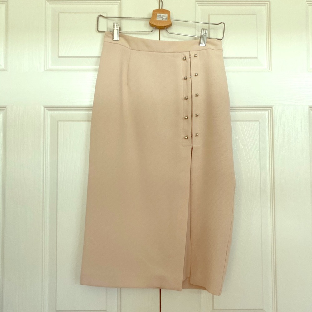 Forever 21 beige high slit midi skirt